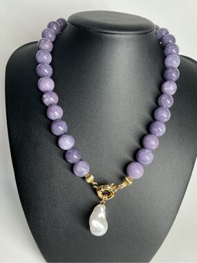 Amethyst Pearl Drop Necklace by Mayamar MM-01886